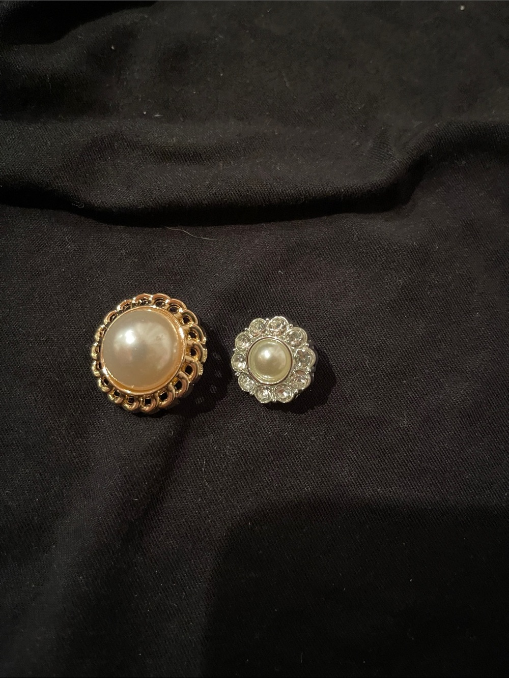 Pearl and Rhinestone Buttons - Gold and Silver Tones